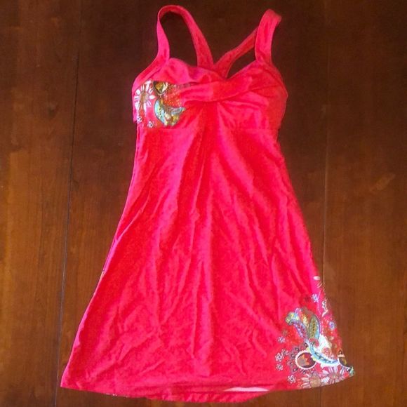 Athleta Salina Montego Swim dress  / XXsmall / hot pink/ razor back with tie - Picture 2 of 12